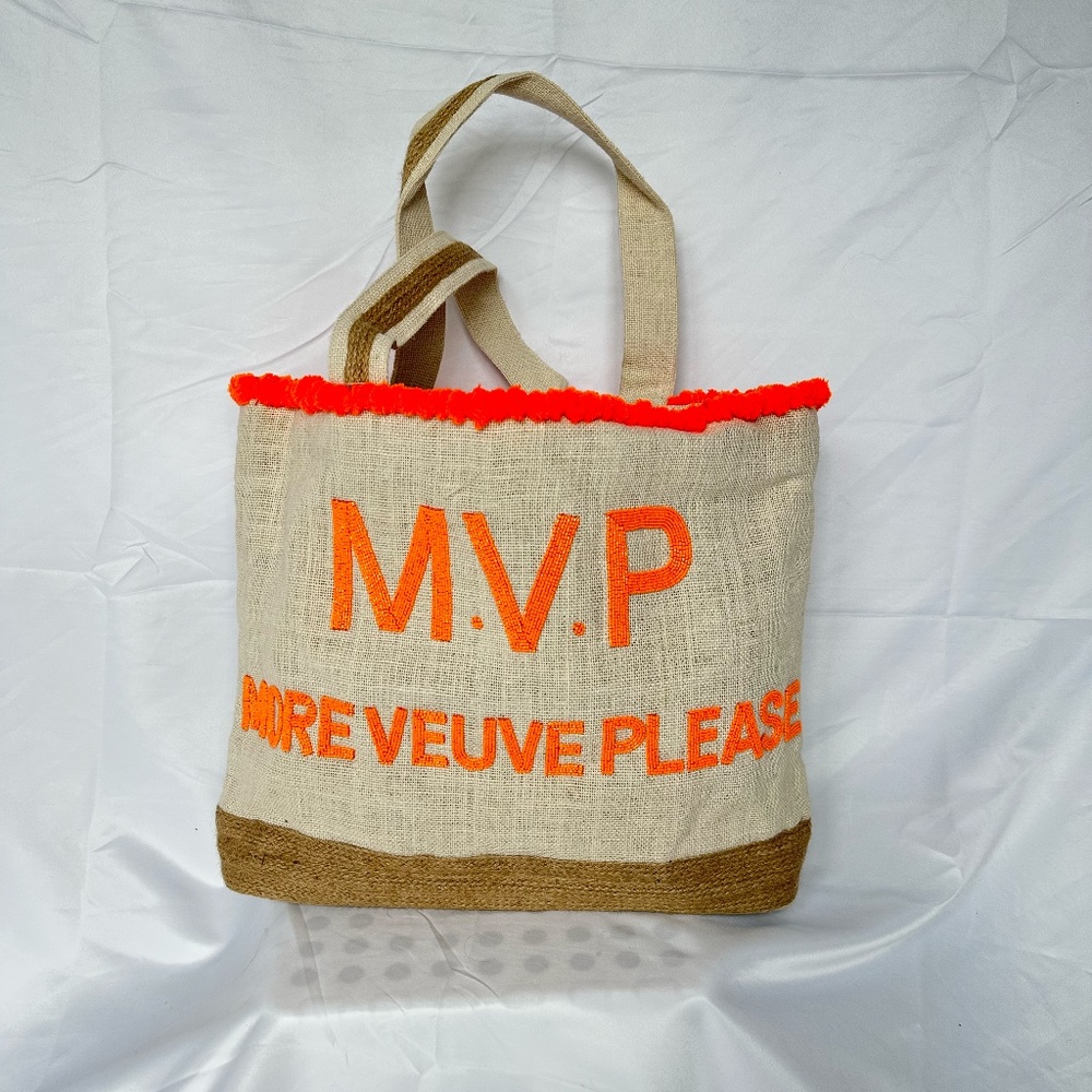 MVP Veuve Please Beaded PomPom Tote Bag